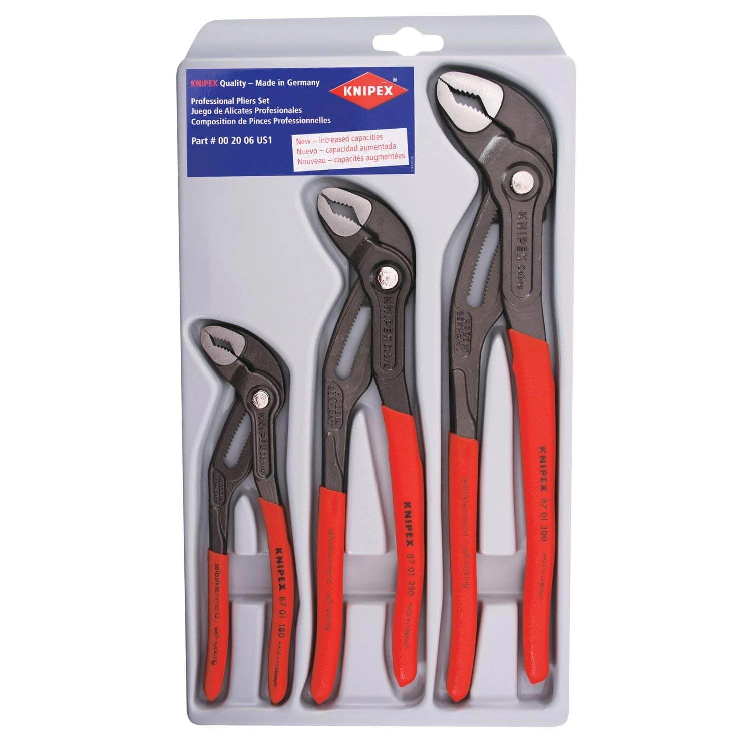 Knipex 002006US1 3 Piece Adjustable Cobra Pliers Set 3 Knipex 002006US1 3 Piece Adjustable Cobra Pliers Set