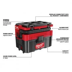 Milwaukee 0970-20 - M18 Fuel PACKOUT 2.5 Gallon Wet/Dry Vacuum