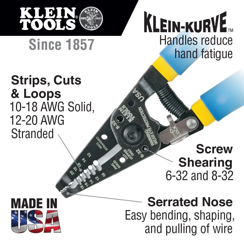 Klein 11055 - Kurve Solid & Stranded Wire Stripper SALE 4 Klein 11055 - Kurve Solid & Stranded Wire Stripper SALE