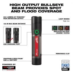 Milwaukee 2160-21 REDLITHIUM™ USB 800L Compact Flashlight LIGHTING