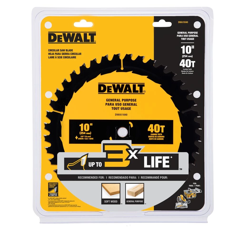 DEWALT DWA11040 - 10 IN 40T SAW ONE BLADE 4 DEWALT DWA11040 - 10 IN 40T SAW ONE BLADE