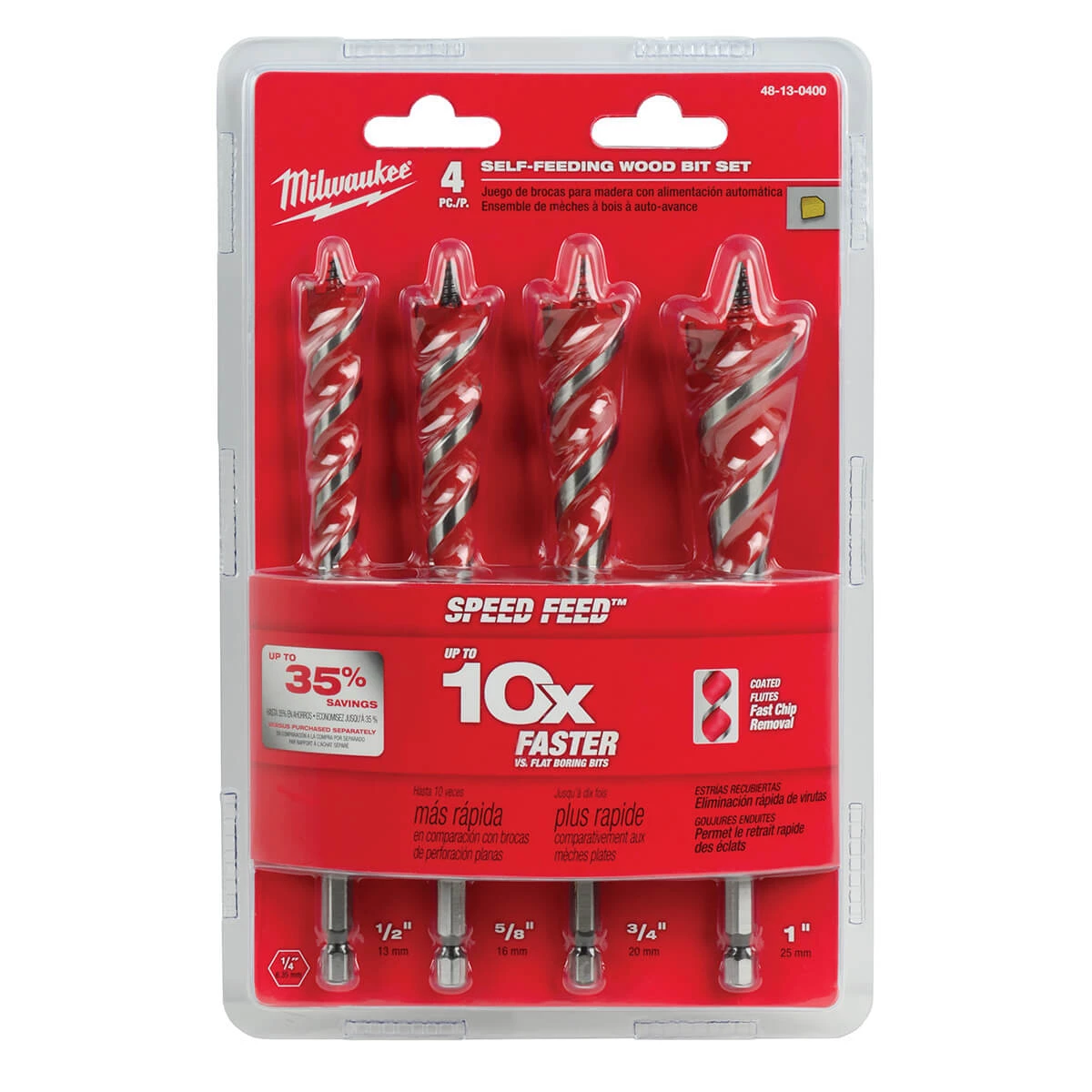 Milwaukee 48-13-0400 - SPEED FEED™ Wood Bit 6-1/2" Set - 4 PC ACCESSORIES 3 Milwaukee 48-13-0400 - SPEED FEED™ Wood Bit 6-1/2" Set - 4 PC ACCESSORIES