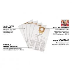 Milwaukee 49-90-1979 - Fleece Dust Bags (5PK) - 6 Gallon SALE