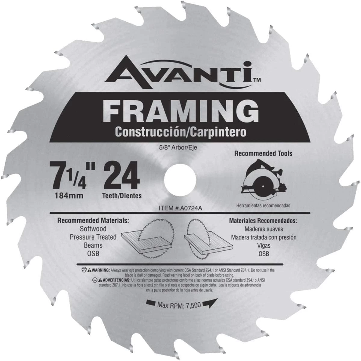 Freud A0724A - Avanti 7-1/4" 24T Framing Saw Blade 3 Freud A0724A - Avanti 7-1/4" 24T Framing Saw Blade