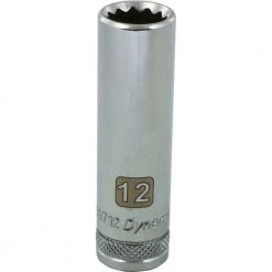 DRIVING AND FASTENING ACCESSORIES Gray GT-D009712 3/8" D 12POINT 12MM DEEP CHROME SOCKET