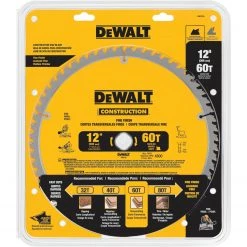 DEWALT DW3126 Series 20 12-Inch 60 Tooth ATB Thin Kerf Crosscutting Miter Saw Blade With 1-Inch Arbor