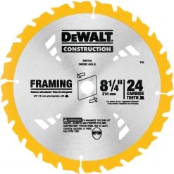DEWALT DW3182 Series 20 8-1/4-Inch 24 Tooth ATB Framing Saw Blade With 5/8-Inch Arbor