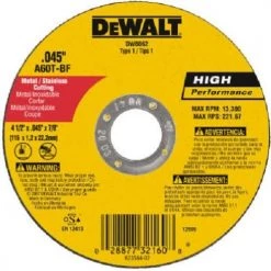 ACCESSORIES Dewalt DW8062S 4-1/2" X.045 X 7/8" CFREE THIN CUTOFF WHEEL