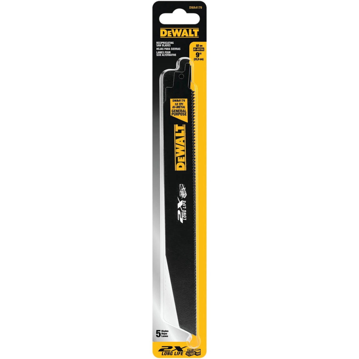 DeWALT DWA4179 - 9" General Purpose Recip Blades 10TPI ACCESSORIES 5 DeWALT DWA4179 - 9" General Purpose Recip Blades 10TPI ACCESSORIES