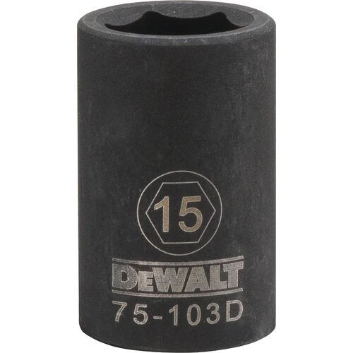 DRIVING AND FASTENING ACCESSORIES DeWalt Mechanics DWMT75103OSP - 1/2 DRIVE IMPACT SOCKET - 6 POINT-15MM 3 DRIVING AND FASTENING ACCESSORIES DeWalt Mechanics DWMT75103OSP - 1/2 DRIVE IMPACT SOCKET - 6 POINT-15MM