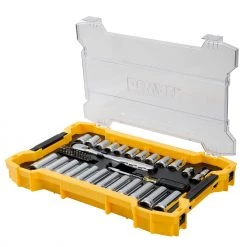 Dewalt DWMT45403 3/8 In And 1/2 In Mechanic Tool Set With ToughSystem® 2.0 Tray And Lid (85 Pc)