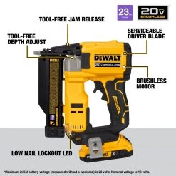 DeWalt DCN623D1 - 20V MAX XR, 23 GAUGE PIN NAILER - (2.0AH) W/ 1 BATTERY AND BAG SALE 19 DeWalt DCN623D1 - 20V MAX XR, 23 GAUGE PIN NAILER - (2.0AH) W/ 1 BATTERY AND BAG SALE