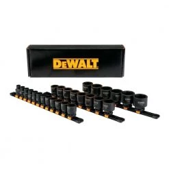 DRIVING AND FASTENING ACCESSORIES DEWALT DWMT19243 26 PIECE 1/2 IN DRIVE METRIC IMPACT SOCKET SET 6 PT