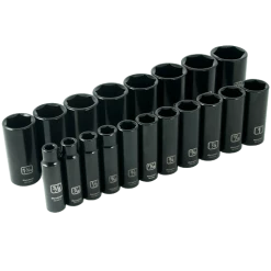 Dynamic DRIVING AND FASTENING ACCESSORIES Gray Tools GT-D018026 - 19pc 1/2" Drive 6 Point Imperial Deep Socket Set