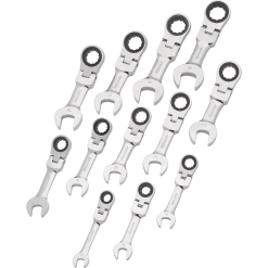 DYNAMIC GT-D076608 - 12 PC METRIC STUBBY FLEX HEAD COMBINATION RATCHETING WRENCH SET