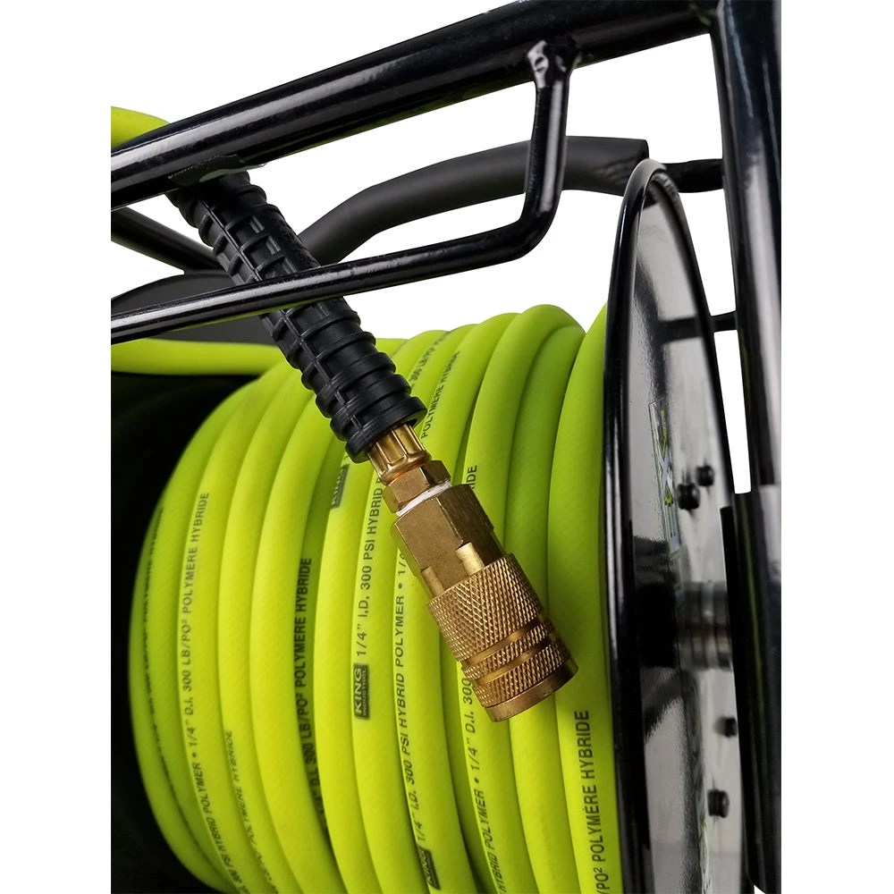 AIR HOSES KING CANADA K-10014FRL - 1/4" X 100' MANUAL AIR HOSE REEL W/HYBRIDE POLYMER AIR HOSE 4 AIR HOSES KING CANADA K-10014FRL - 1/4" X 100' MANUAL AIR HOSE REEL W/HYBRIDE POLYMER AIR HOSE