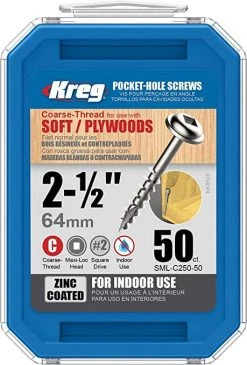KREG TOOLS Kreg 2 1/2-Inch Pocket Screws No.8 Coarse, Washer