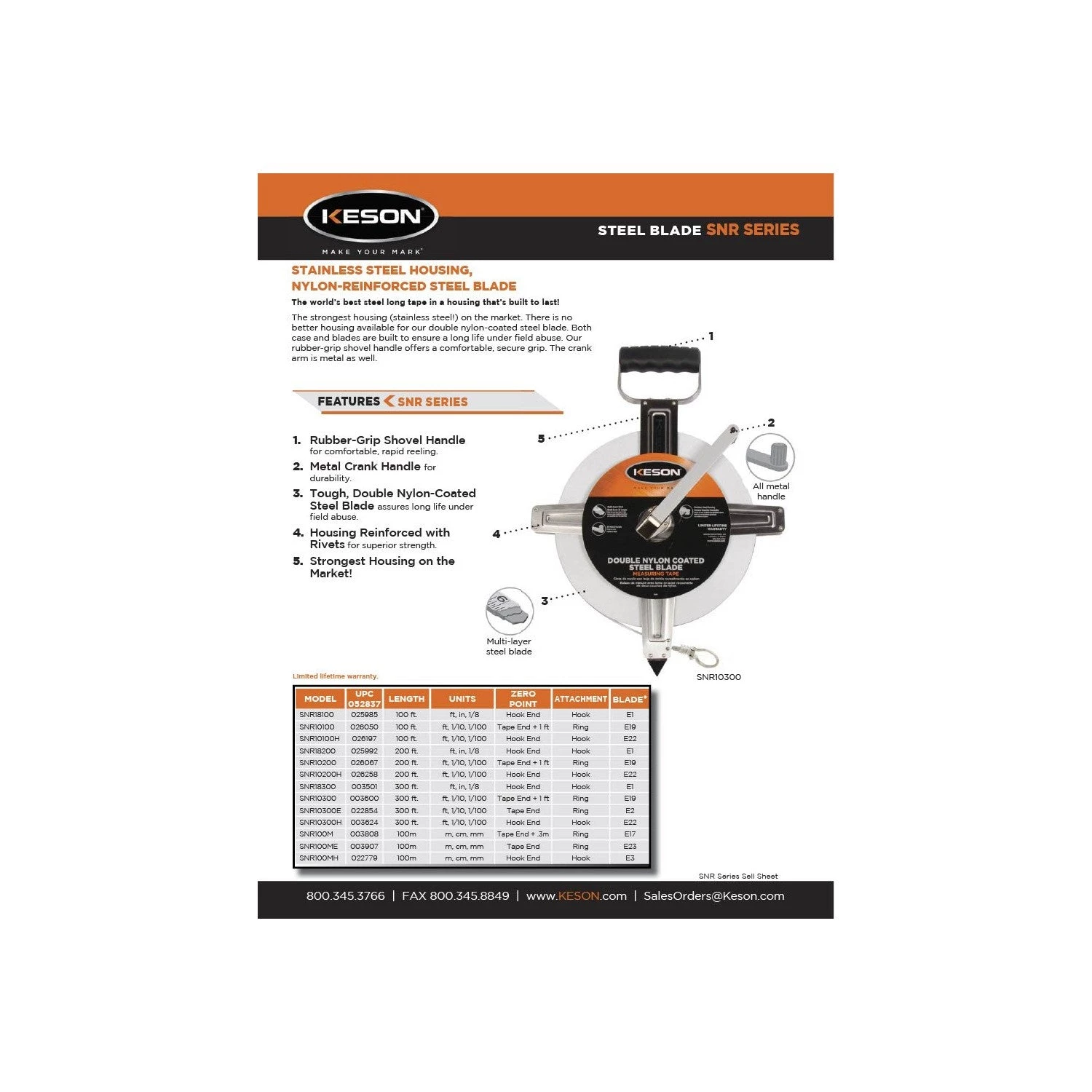 HAND TOOLS Keson SNR18100 SNR Series English Double Nylon Coated SAE Blade Long Tape 5 HAND TOOLS Keson SNR18100 SNR Series English Double Nylon Coated SAE Blade Long Tape