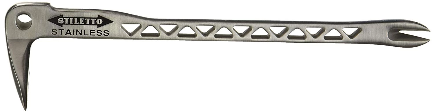 Stiletto SSCLW12-2 Stainless Steel Clawbar Nail Puller With Dimpler, 12" 3 Stiletto SSCLW12-2 Stainless Steel Clawbar Nail Puller With Dimpler, 12"