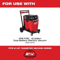 POWER TOOLS Milwaukee 0930-22HD - M18 FUEL 2-Battery 12 Gallon Wet/Dry Modular Vacuum 12.0 Ah Kit 18 POWER TOOLS Milwaukee 0930-22HD - M18 FUEL 2-Battery 12 Gallon Wet/Dry Modular Vacuum 12.0 Ah Kit