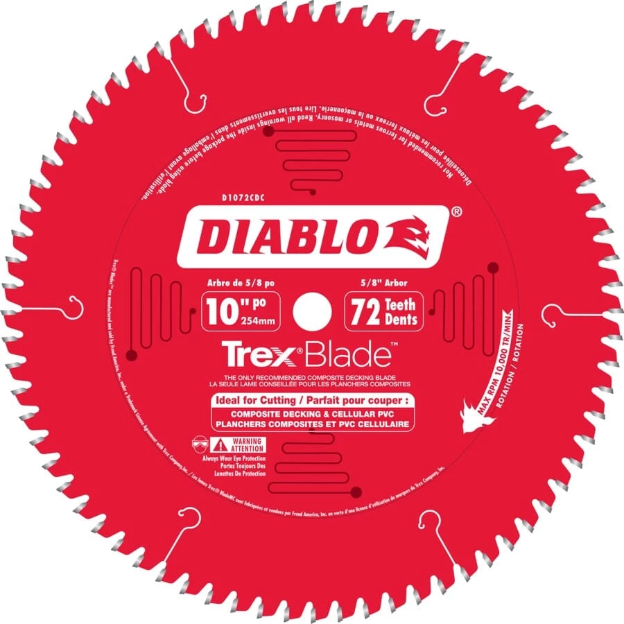 Diablo D1072CDC- 10" X 72T Trex Composite Decking Blade CUTTING ACCESSORIES 3 Diablo D1072CDC- 10" X 72T Trex Composite Decking Blade CUTTING ACCESSORIES