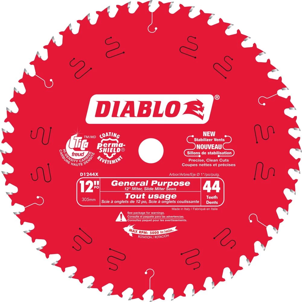 CUTTING ACCESSORIES Freud D1244X Diablo 12-Inch 44 Tooth ATB General Purpose Miter Saw Blade With 1-Inch Arbor 3 CUTTING ACCESSORIES Freud D1244X Diablo 12-Inch 44 Tooth ATB General Purpose Miter Saw Blade With 1-Inch Arbor