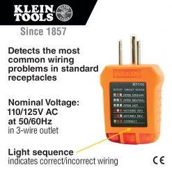 Klein RT110 - Receptacle Tester POWER TOOLS