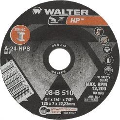 SALE Walter 08B510 - 5"x1/4" HP Grinding Wheel